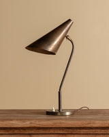 Italian Solid Brass Cone Shade Desk Lamp, Italy, 1950s - Lone Fox