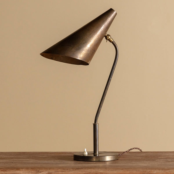 Italian Solid Brass Cone Shade Desk Lamp, Italy, 1950s – Lone Fox