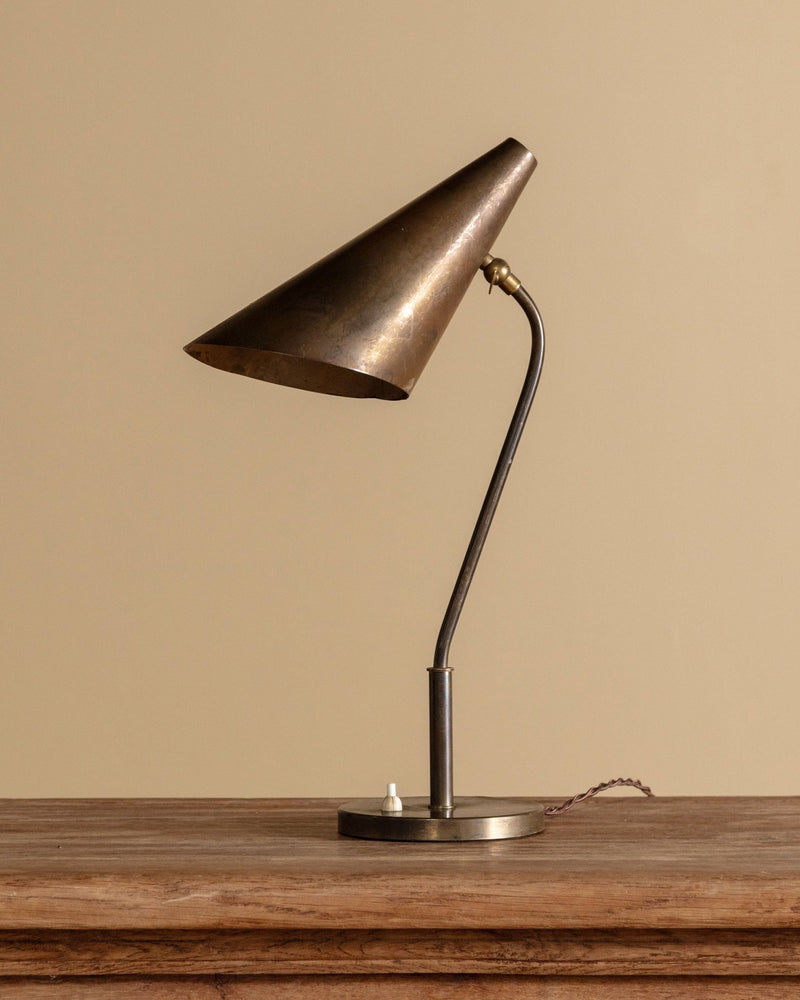 Italian Solid Brass Cone Shade Desk Lamp, Italy, 1950s – Lone Fox