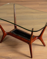 Italian Wood & Glass Coffee Table Manner of Gio Ponti, 1950's - Lone Fox