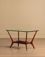 Italian Wood & Glass Coffee Table Manner of Gio Ponti, 1950's - Lone Fox