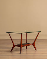 Italian Wood & Glass Coffee Table Manner of Gio Ponti, 1950's - Lone Fox