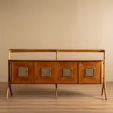 Italian Wood & Glass Top Sideboard Manner of Ico Parisi, 1950s - Lone Fox