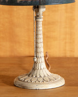 Ivory Enameled Lamp w/ Reverse Hand Painted Shade, 1930's - Lone Fox