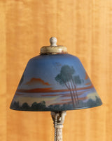 Ivory Enameled Lamp w/ Reverse Hand Painted Shade, 1930's - Lone Fox