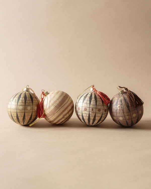 Juniper Paper Mache Ball Ornaments (Set of 4) - Lone Fox