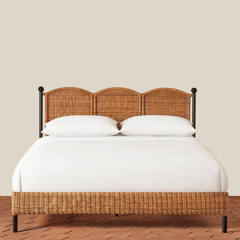 Lacoste Rattan & Iron Queen Bed - Lone Fox