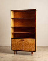 Lacquered Maple Burl Bookcase Cabinet, Poland, 1960's - Lone Fox