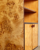 Lacquered Maple Burl Bookcase Cabinet, Poland, 1960's - Lone Fox
