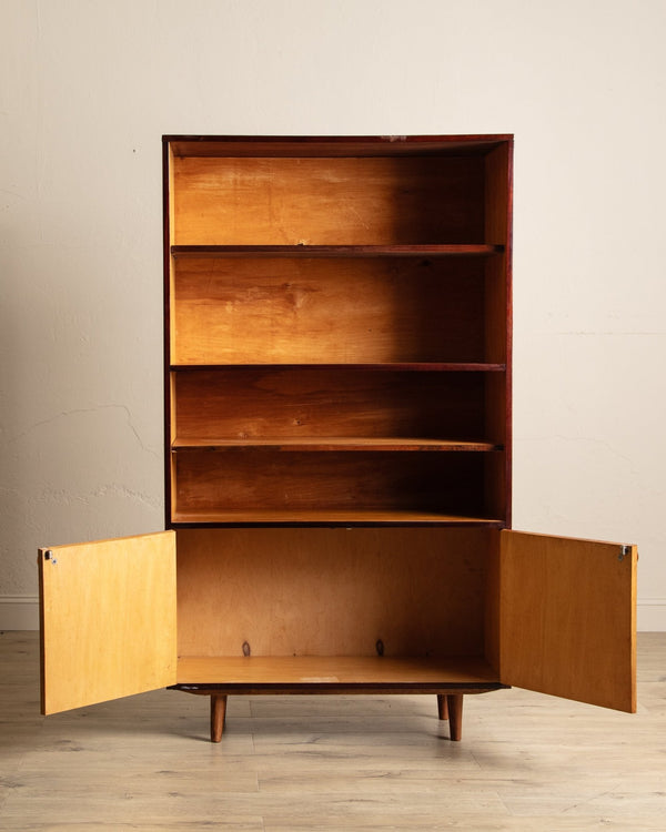 Lacquered Maple Burl Bookcase Cabinet, Poland, 1960's - Lone Fox