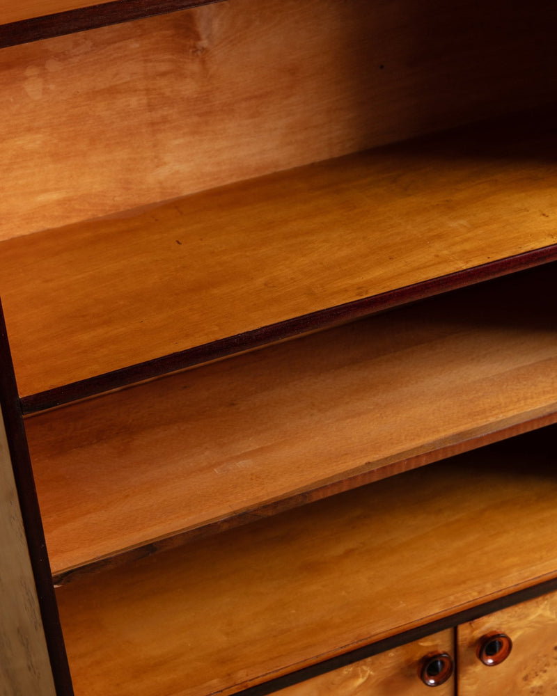 Lacquered Maple Burl Bookcase Cabinet, Poland, 1960's - Lone Fox