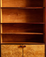 Lacquered Maple Burl Bookcase Cabinet, Poland, 1960's - Lone Fox