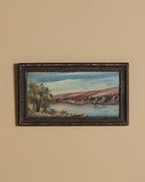 Lakeside Landscape with Trees Oil Painting, Early 1900s - Lone Fox