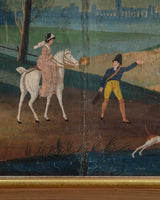 Large 18th Century Painted Wallpaper Panel "Fox Hunting Scene" Triptych, France - Lone Fox