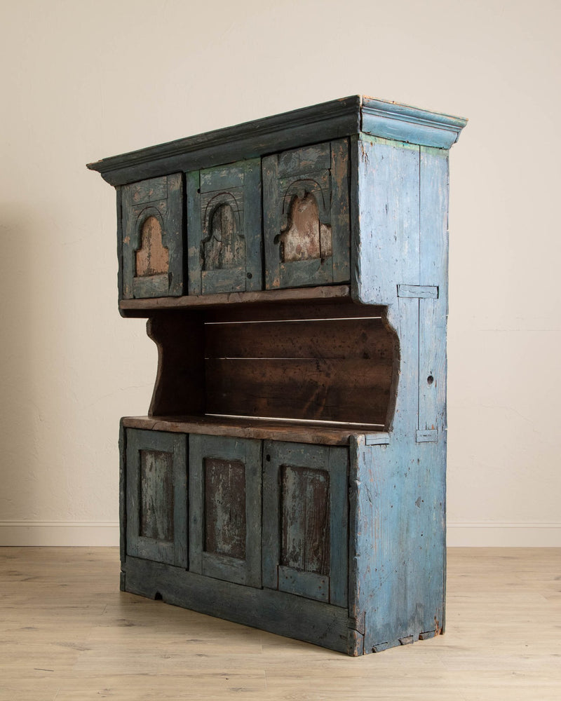 Large 19th Century Blue Painted Swedish Hutch - Lone Fox