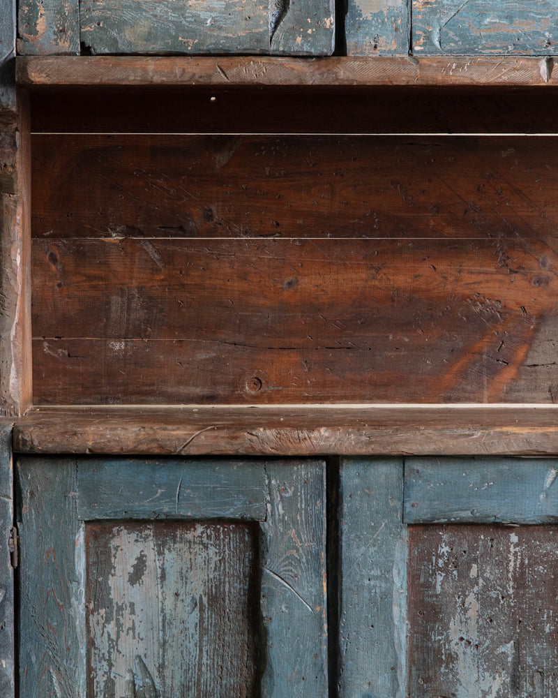 Large 19th Century Blue Painted Swedish Hutch - Lone Fox