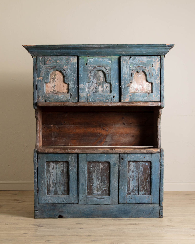 Large 19th Century Blue Painted Swedish Hutch - Lone Fox