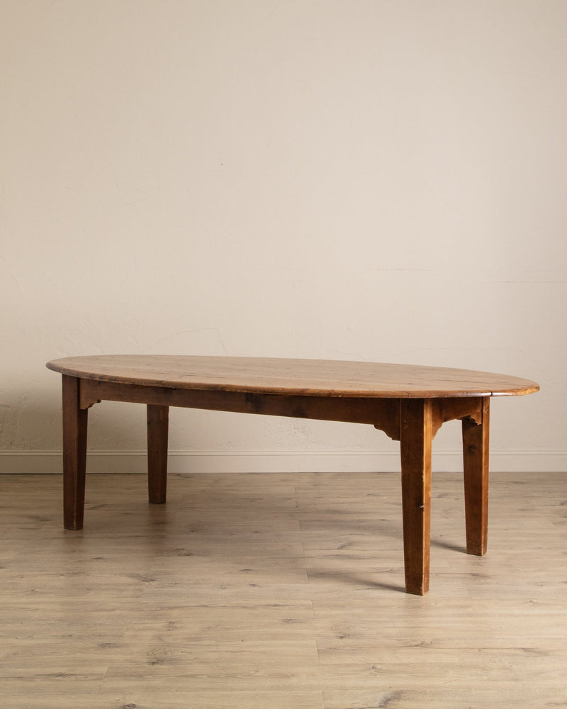 Large 95" Primitive Pine Oval Dining Table - Lone Fox