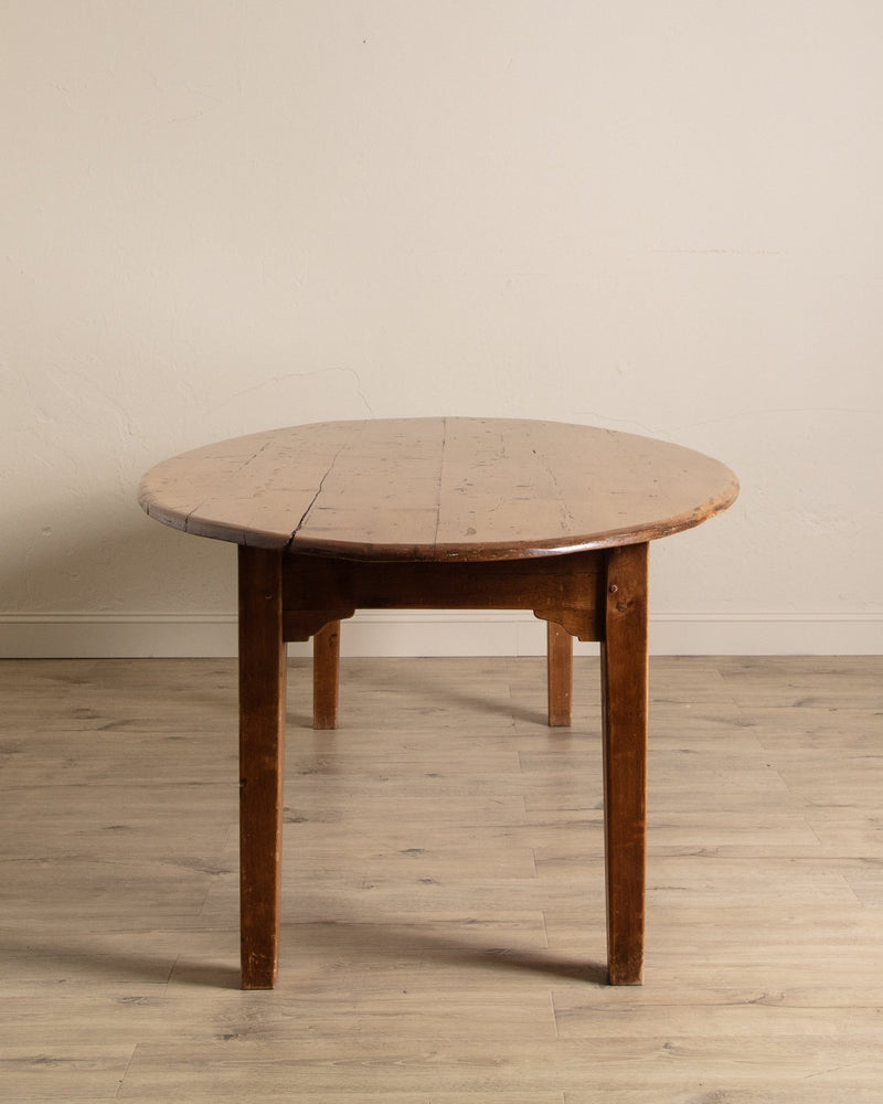 Large 95" Primitive Pine Oval Dining Table - Lone Fox