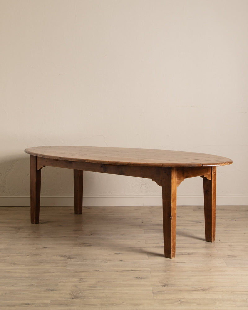 Large 95" Primitive Pine Oval Dining Table - Lone Fox