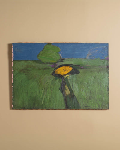 Large Abstract Landscape Oil Painting by Leon Goldin, United States, 1963 - Lone Fox