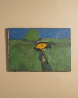 Large Abstract Landscape Oil Painting by Leon Goldin, United States, 1963 - Lone Fox