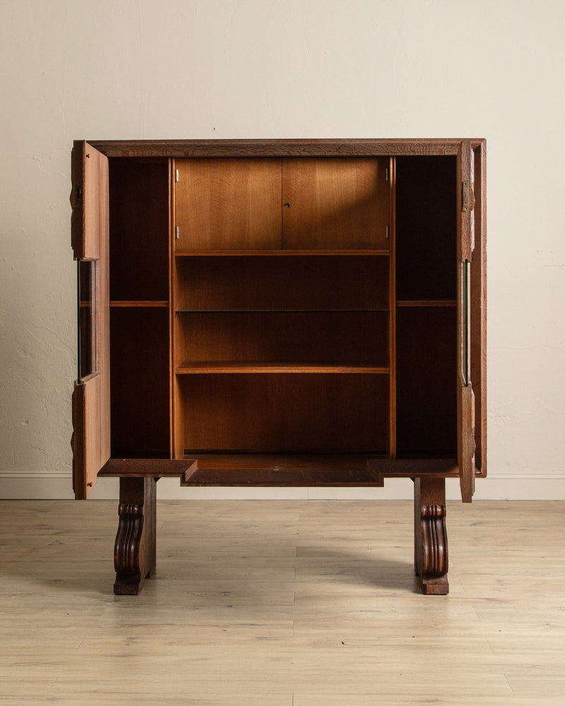 Large Art Deco Cerused Oak Bar Cabinet Manner of Jean Charles Moreux, France, 1940's - Lone Fox