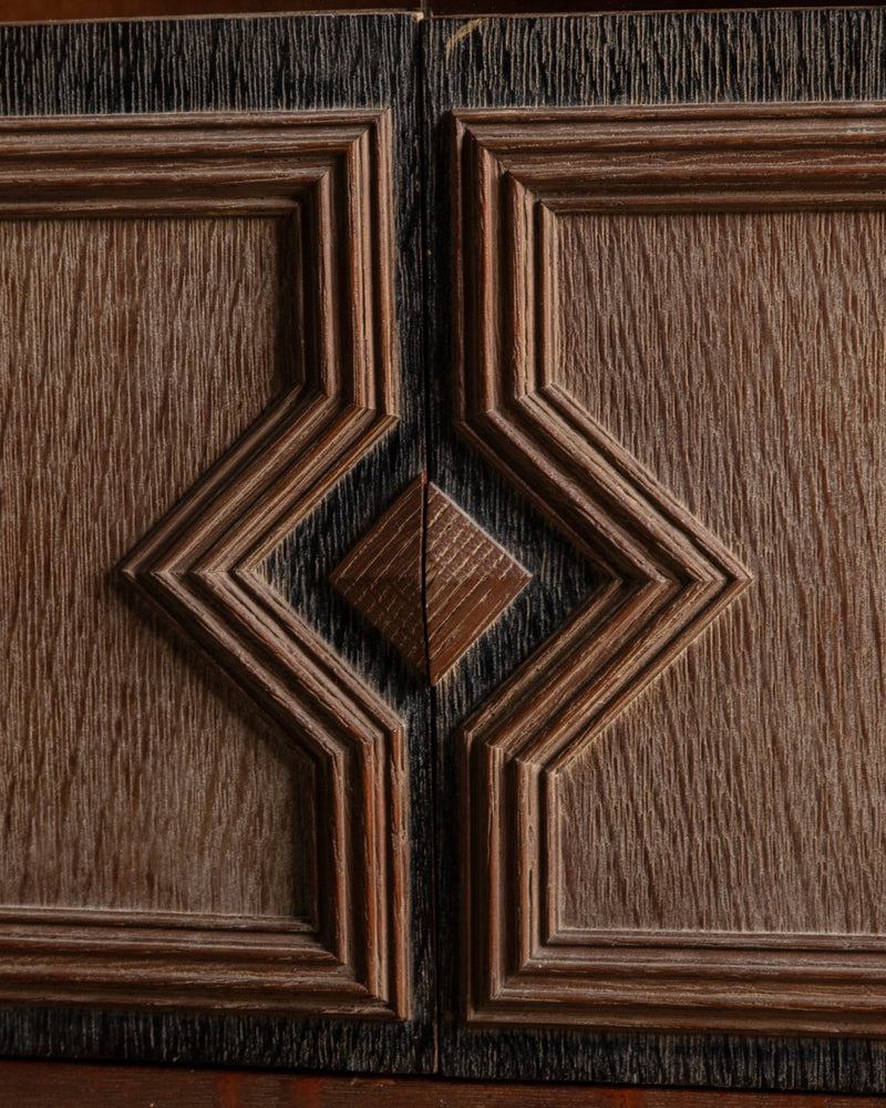 Large Art Deco Cerused Oak Bar Cabinet Manner of Jean Charles Moreux, France, 1940's - Lone Fox