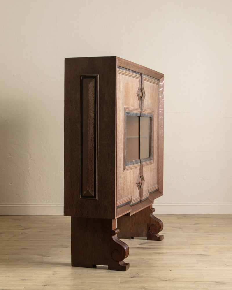 Large Art Deco Cerused Oak Bar Cabinet Manner of Jean Charles Moreux, France, 1940's - Lone Fox