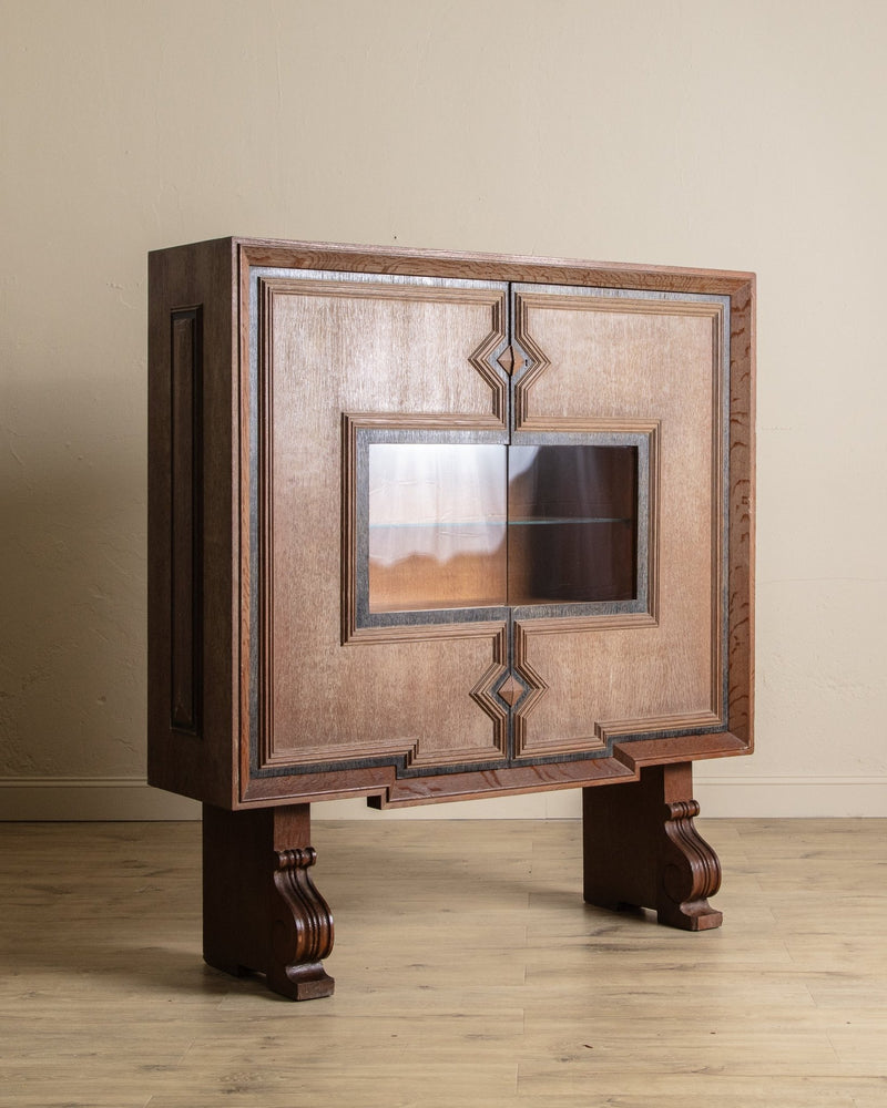 Large Art Deco Cerused Oak Bar Cabinet Manner of Jean Charles Moreux, France, 1940's - Lone Fox