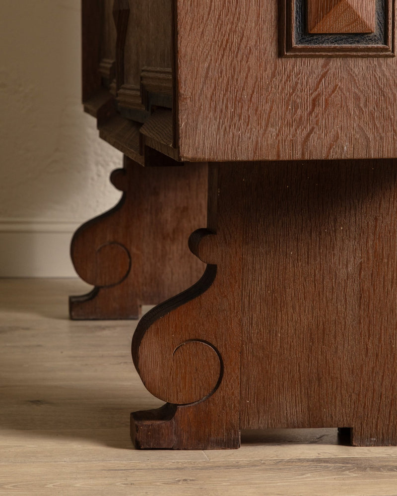 Large Art Deco Cerused Oak Bar Cabinet Manner of Jean Charles Moreux, France, 1940's - Lone Fox