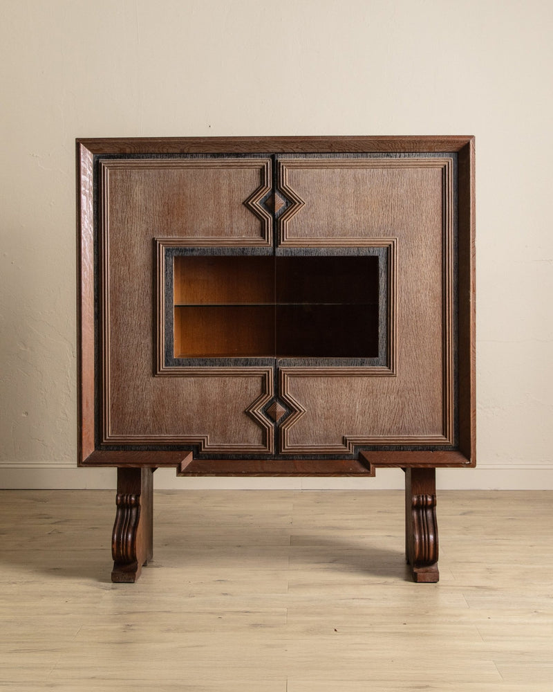 Large Art Deco Cerused Oak Bar Cabinet Manner of Jean Charles Moreux, France, 1940's - Lone Fox