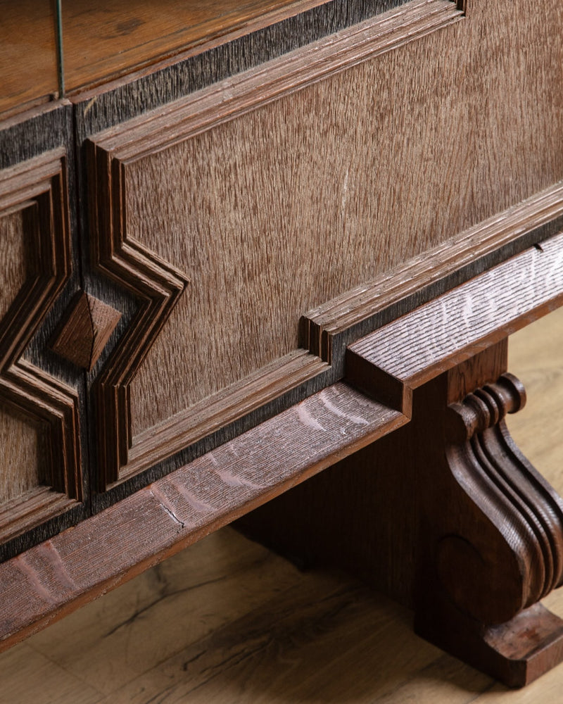 Large Art Deco Cerused Oak Bar Cabinet Manner of Jean Charles Moreux, France, 1940's - Lone Fox