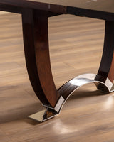 Large Art Deco Rosewood & Nickled Bronze Dining Table by Jules Leleu, France, 1934 - Lone Fox