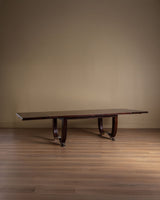 Large Art Deco Rosewood & Nickled Bronze Dining Table by Jules Leleu, France, 1934 - Lone Fox