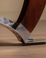 Large Art Deco Rosewood & Nickled Bronze Dining Table by Jules Leleu, France, 1934 - Lone Fox