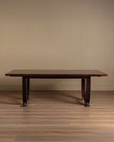 Large Art Deco Rosewood & Nickled Bronze Dining Table by Jules Leleu, France, 1934 - Lone Fox