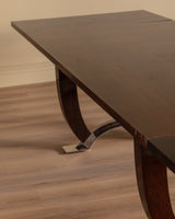 Large Art Deco Rosewood & Nickled Bronze Dining Table by Jules Leleu, France, 1934 - Lone Fox