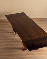 Large Art Deco Rosewood & Nickled Bronze Dining Table by Jules Leleu, France, 1934 - Lone Fox