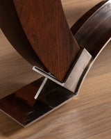 Large Art Deco Rosewood & Nickled Bronze Dining Table by Jules Leleu, France, 1934 - Lone Fox