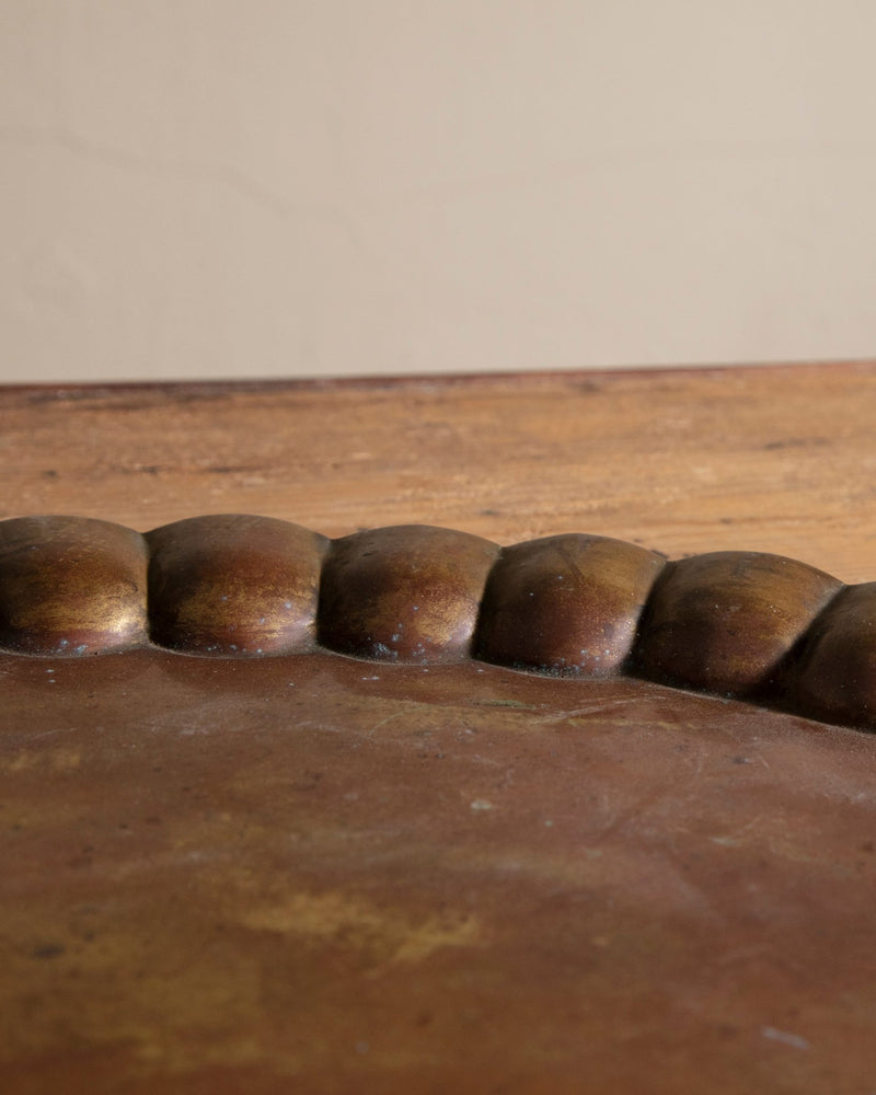 Large Brass Scalloped Tray w/ Handles - Lone Fox