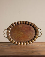 Large Brass Scalloped Tray w/ Handles - Lone Fox