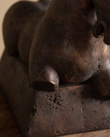 Large Bronze Tone Ceramic Horse Statue - Lone Fox