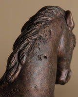 Large Bronze Tone Ceramic Horse Statue - Lone Fox