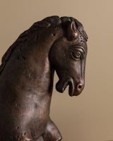 Large Bronze Tone Ceramic Horse Statue - Lone Fox