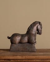 Large Bronze Tone Ceramic Horse Statue - Lone Fox