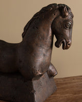 Large Bronze Tone Ceramic Horse Statue - Lone Fox