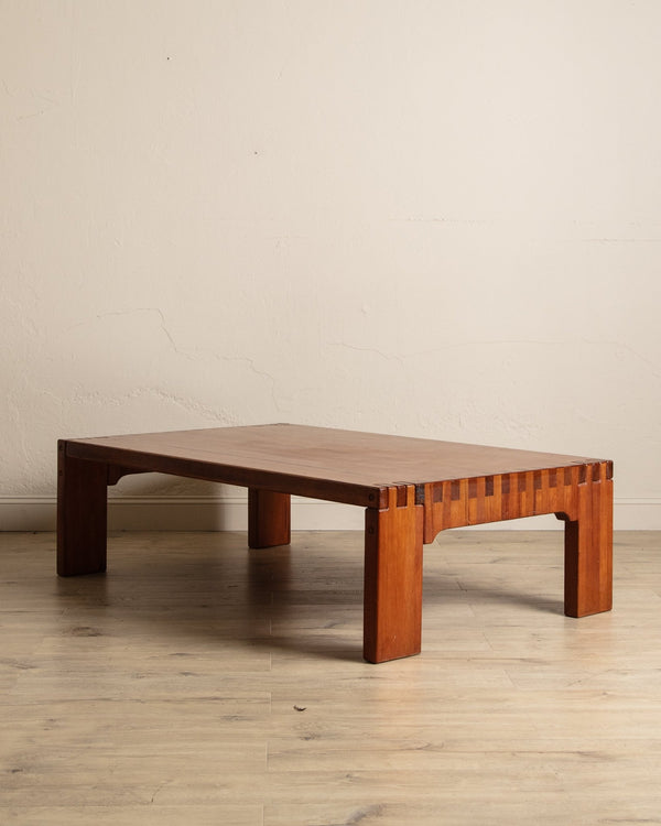 Large Brutalist Pine Joinery Coffee Table, Sweden, 1970's - Lone Fox