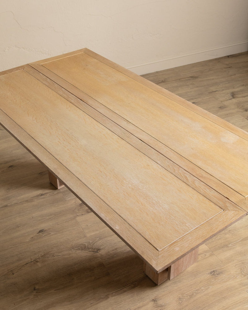 Large Cerused Oak Flip Top Console / Dining Table, France, 1940's - Lone Fox
