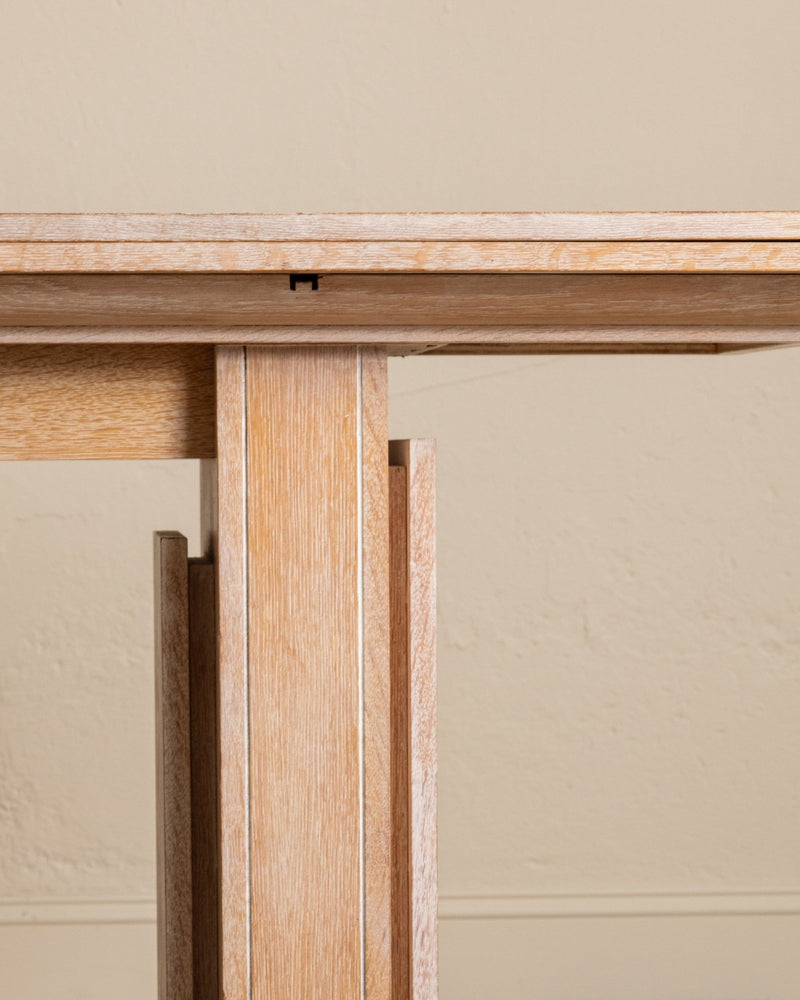 Large Cerused Oak Flip Top Console / Dining Table, France, 1940's - Lone Fox